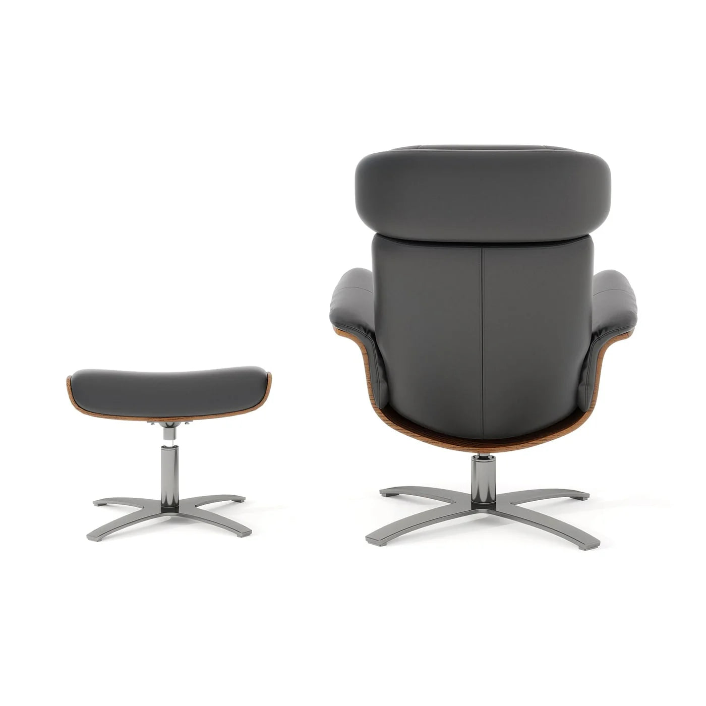 Fauteuil inclinable en cuir véritable Jovan 31.5 avec pouf