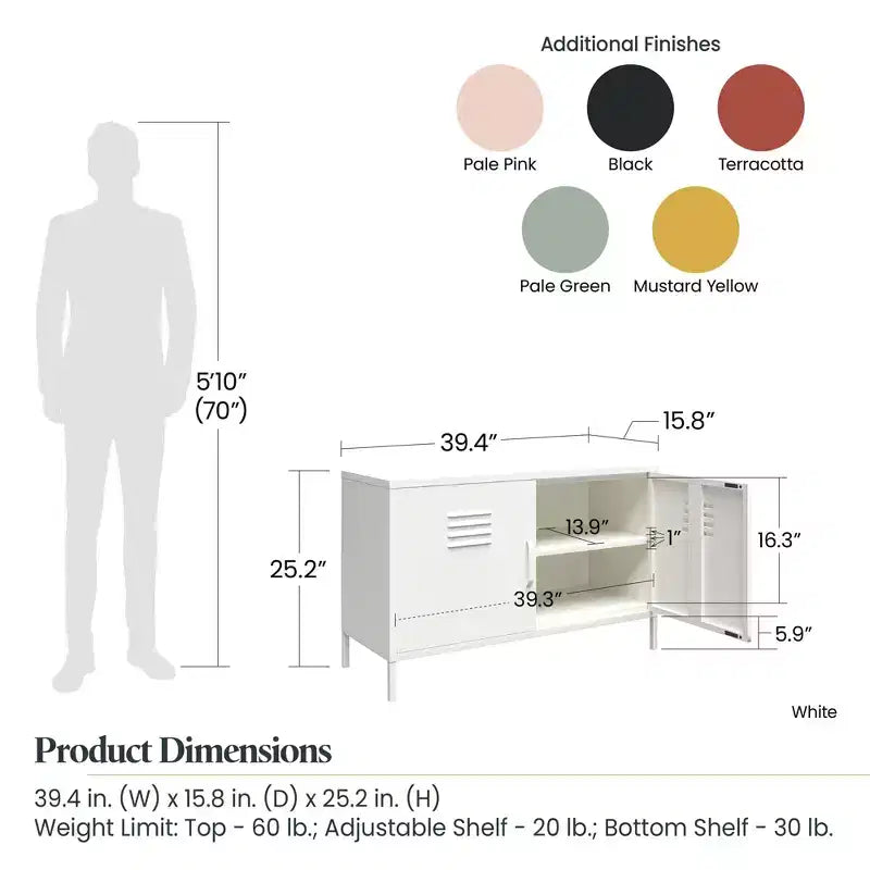 Armoire d'appoint en métal à 2 portes Shadwick de RealRooms