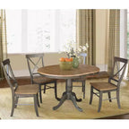 Table à manger extensible ronde 36 International Concepts avec ensemble de 4 chaises à dossier en X