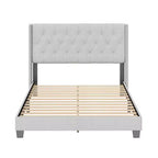 Lit plateforme capitonné en lin Maya Wingback avec clous décoratifs - Eco Dream