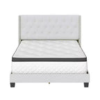 Lit plateforme capitonné en lin Maya Wingback avec clous décoratifs - Eco Dream