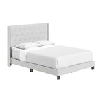 Lit plateforme capitonné en lin Maya Wingback avec clous décoratifs - Eco Dream