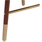 Tabouret de bar Studio 55D Parker en noyer et métal, brun doré, hauteur 64,7 cm, avec coussin moderne en cuir blanc, dossier et repose-pieds, pour îlot de cuisine ou comptoir.