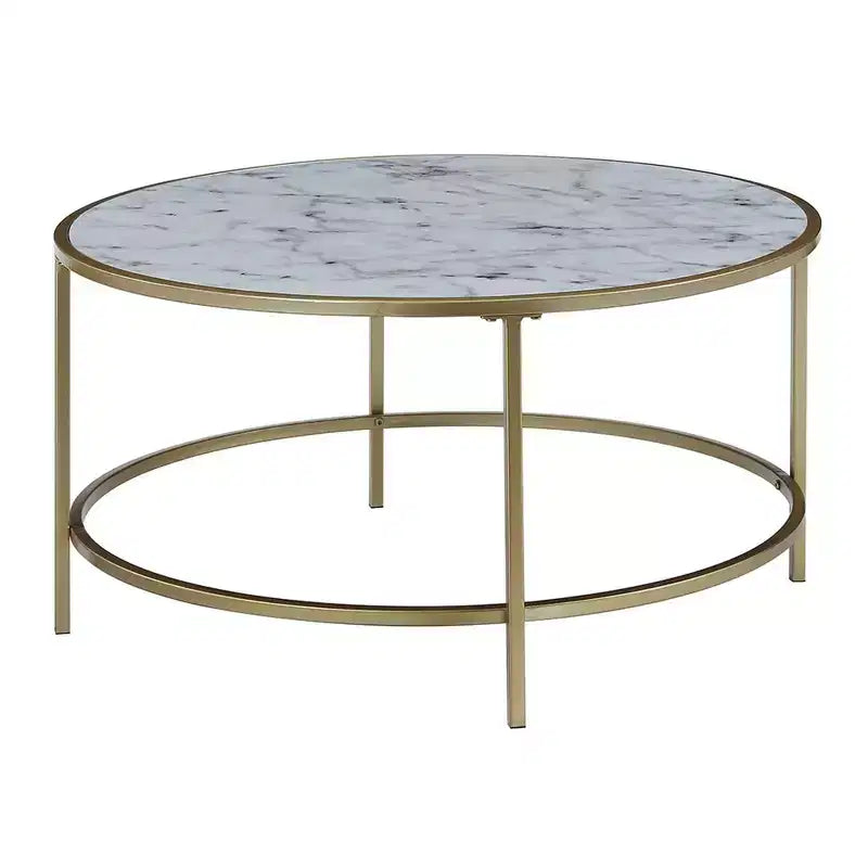Gold Coast Faux Marble Round Coffee Table - Brieghton Home