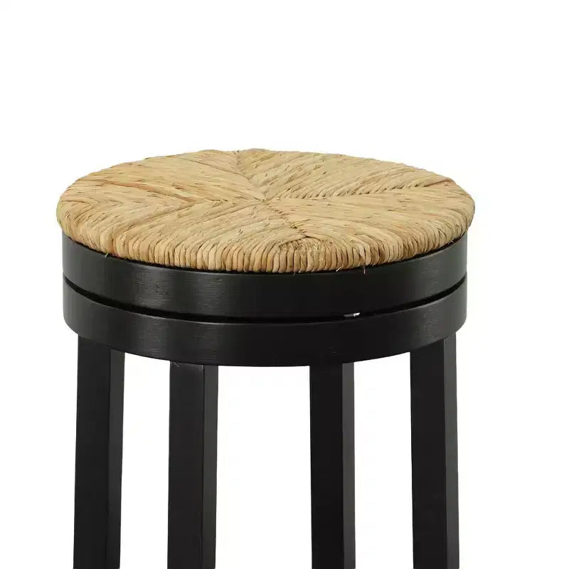 Tabouret de bar Carolina Living 30 Leif pivotant avec assise en jonc, couleur antique