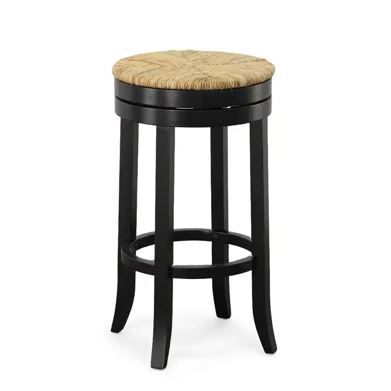 Tabouret de bar Carolina Living 30 Leif pivotant avec assise en jonc, couleur antique