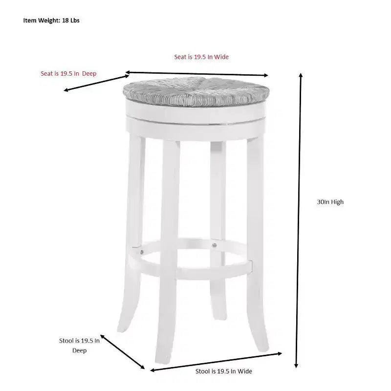 Tabouret de bar Carolina Living 30 Leif pivotant avec assise en jonc, couleur antique