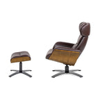 Fauteuil inclinable en cuir véritable Jovan 31.5 avec pouf