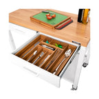Table îlot Home Work Center avec plateau en bois massif, 48 po L x 24 po P x 36 po H, blanche