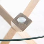 Table à manger ronde Poly & Bark 37.4 Kennedy avec plateau en verre et base en bois