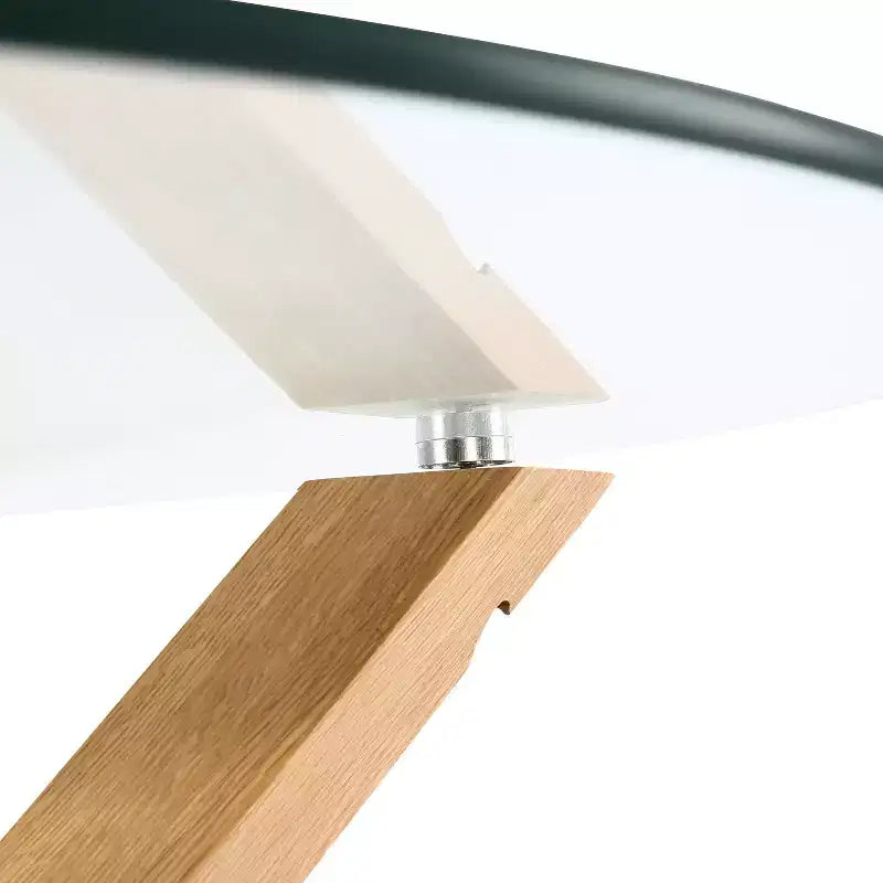 Table à manger ronde Poly & Bark 37.4 Kennedy avec plateau en verre et base en bois