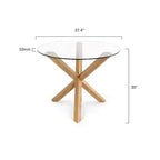 Table à manger ronde Poly & Bark 37.4 Kennedy avec plateau en verre et base en bois