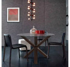 Table à manger ronde Poly & Bark 37.4 Kennedy avec plateau en verre et base en bois