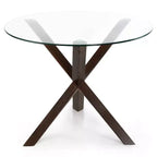 Table à manger ronde Poly & Bark 37.4 Kennedy avec plateau en verre et base en bois