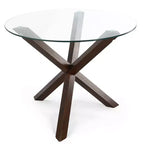 Table à manger ronde Poly & Bark 37.4 Kennedy avec plateau en verre et base en bois