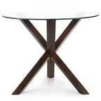 Table à manger ronde Poly & Bark 37.4 Kennedy avec plateau en verre et base en bois