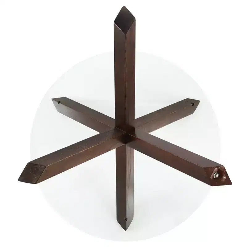 Table à manger ronde Poly & Bark 37.4 Kennedy avec plateau en verre et base en bois