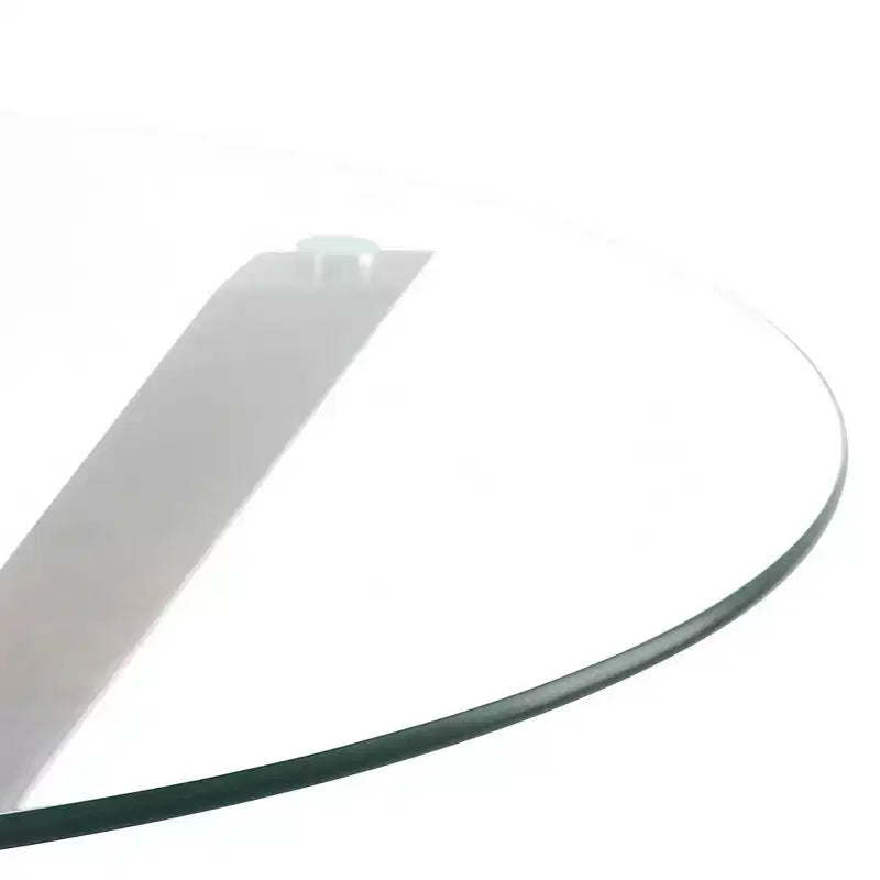Table à manger ronde Poly & Bark 37.4 Kennedy avec plateau en verre et base en bois