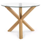 Table à manger ronde Poly & Bark 37.4 Kennedy avec plateau en verre et base en bois