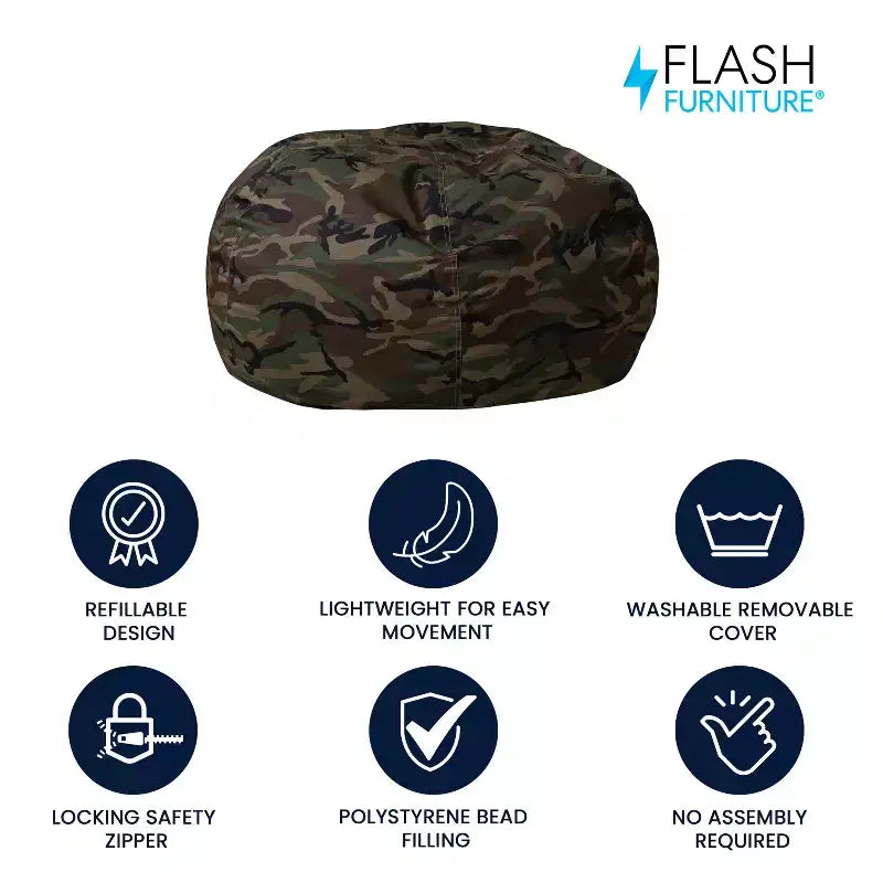Flash Furniture Pouf surdimensionné pour enfants et adultes