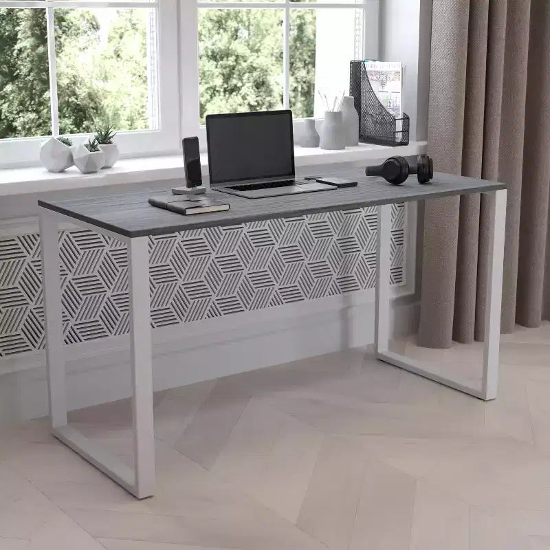Flash Furniture Bureau Moderne de Qualité Commerciale Style Industriel, Bureau d'Ordinateur Robuste pour Bureau à Domicile - Longueur 55