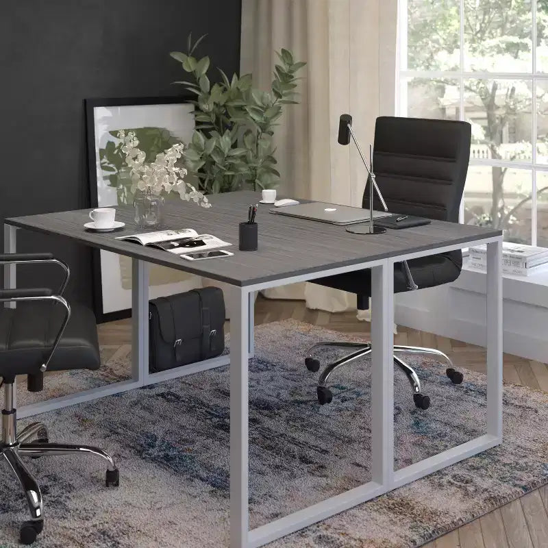 Flash Furniture Bureau Moderne de Qualité Commerciale Style Industriel, Bureau d'Ordinateur Robuste pour Bureau à Domicile - Longueur 55