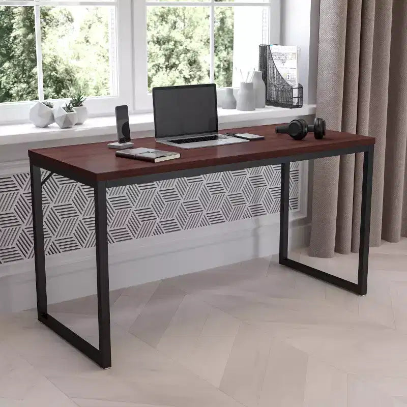 Flash Furniture Bureau Moderne de Qualité Commerciale Style Industriel, Bureau d'Ordinateur Robuste pour Bureau à Domicile - Longueur 55