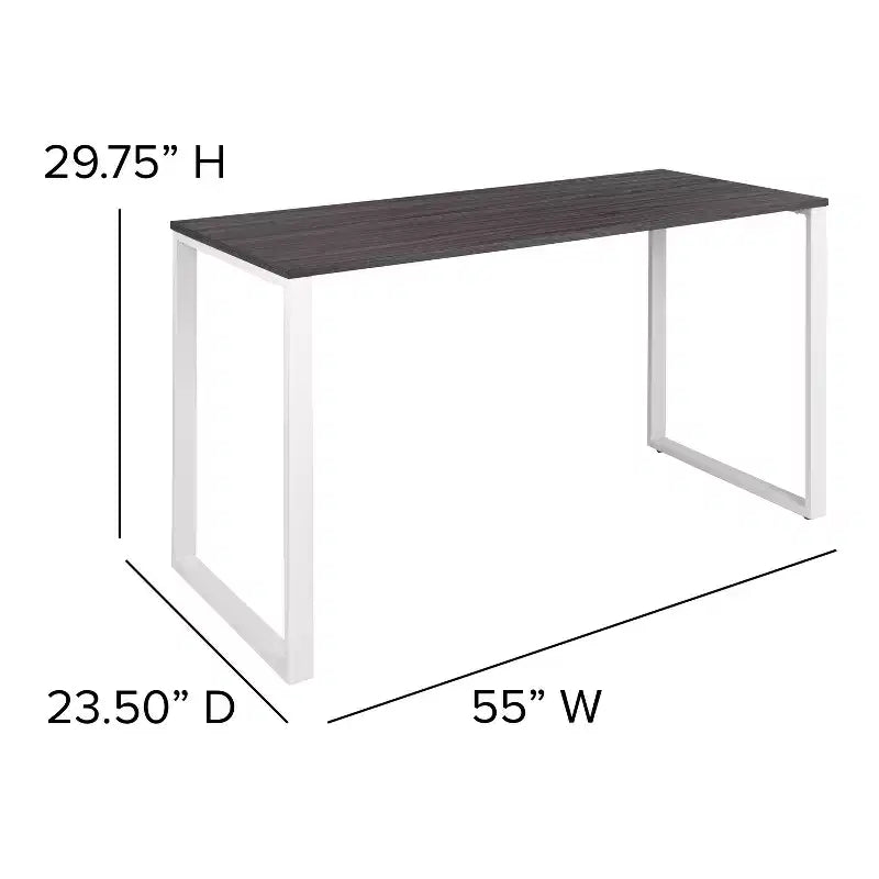 Flash Furniture Bureau Moderne de Qualité Commerciale Style Industriel, Bureau d'Ordinateur Robuste pour Bureau à Domicile - Longueur 55