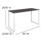 Flash Furniture Bureau Moderne de Qualité Commerciale Style Industriel, Bureau d'Ordinateur Robuste pour Bureau à Domicile - Longueur 55