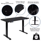 Bureau réglable en hauteur électrique Flash Furniture - Plateau de table 48 de large - 24 de profondeur