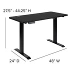 Bureau réglable en hauteur électrique Flash Furniture - Plateau de table 48 de large - 24 de profondeur