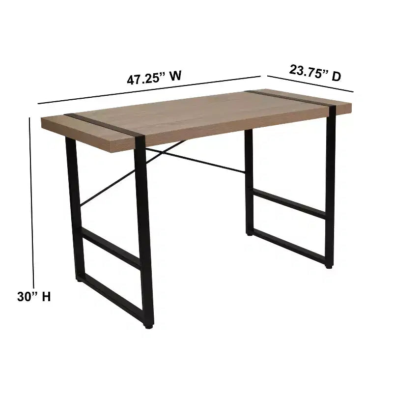 Console de table Flash Furniture Hanover Park au fini grain de bois rustique avec cadre en métal noir