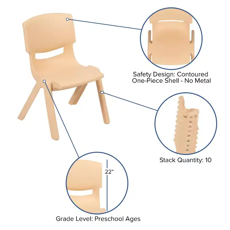 Flash Furniture Lot de 10 chaises d'école empilables en plastique avec hauteur d'assise de 30,5 cm