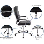 Chaise de bureau pivotante de direction contemporaine en cuir souple avec panneau dossier haut Flash Furniture