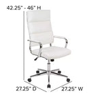 Chaise de bureau pivotante de direction contemporaine en cuir souple avec panneau dossier haut Flash Furniture