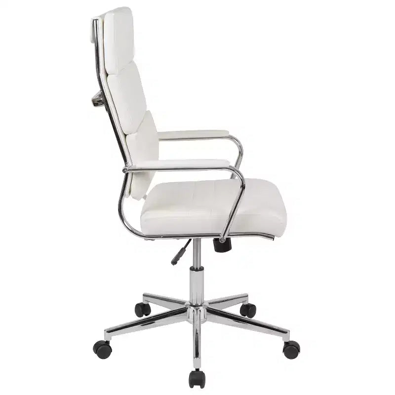 Chaise de bureau pivotante de direction contemporaine en cuir souple avec panneau dossier haut Flash Furniture