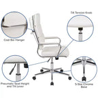 Chaise de bureau pivotante de direction contemporaine en cuir souple avec panneau dossier haut Flash Furniture