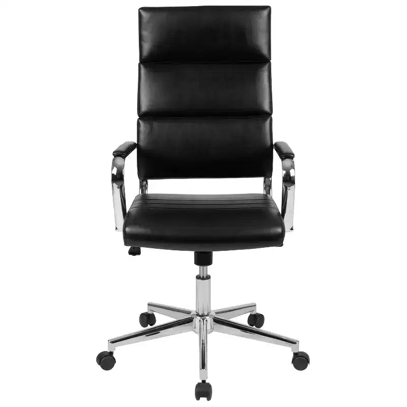 Chaise de bureau pivotante de direction contemporaine en cuir souple avec panneau dossier haut Flash Furniture