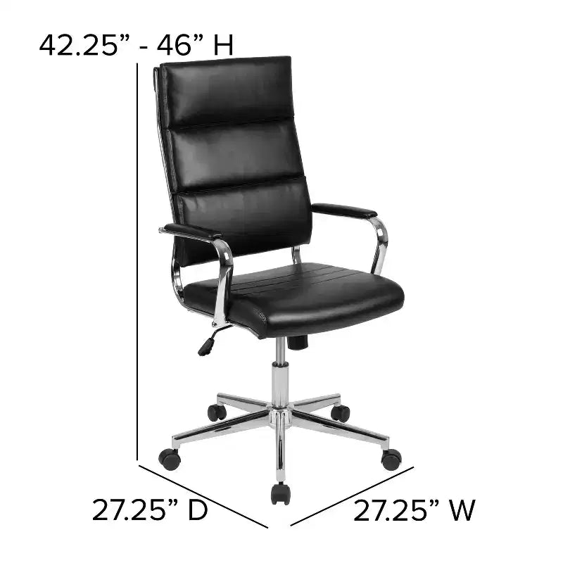 Chaise de bureau pivotante de direction contemporaine en cuir souple avec panneau dossier haut Flash Furniture