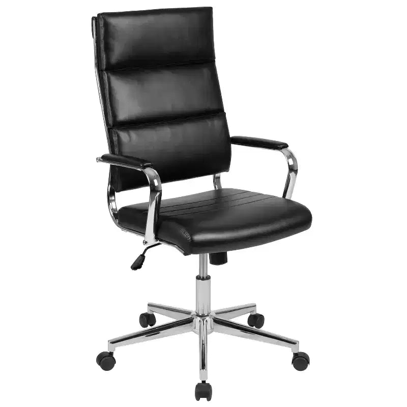 Chaise de bureau pivotante de direction contemporaine en cuir souple avec panneau dossier haut Flash Furniture