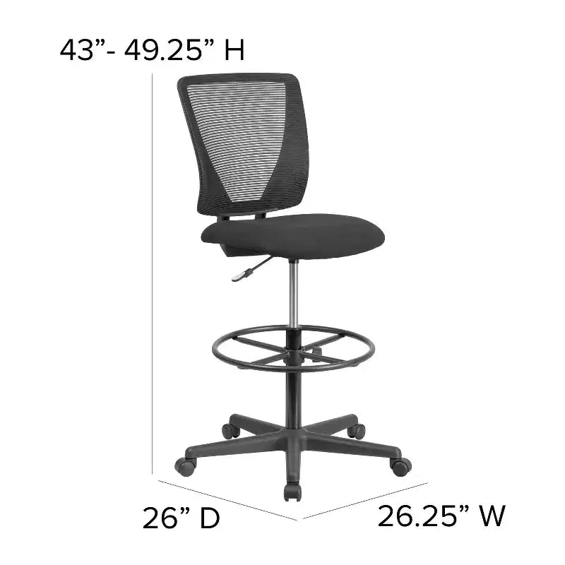 Chaise de bureau ergonomique Flash Furniture avec dossier mi-haut en maille, siège en tissu noir et repose-pieds réglable