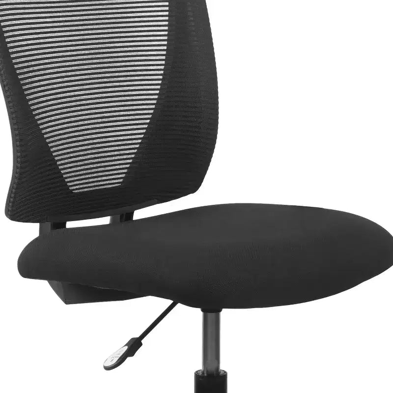 Chaise de bureau ergonomique Flash Furniture avec dossier mi-haut en maille, siège en tissu noir et repose-pieds réglable