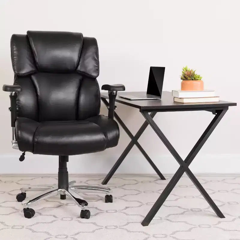 Flash Furniture Série HERCULES Chaise de bureau ergonomique pivotante exécutive grand et fort, utilisation intensive 24h/24 et 7j/7, capacité de 181 kg, avec bouton lombaire et appui-tête et dossier capitonnés
