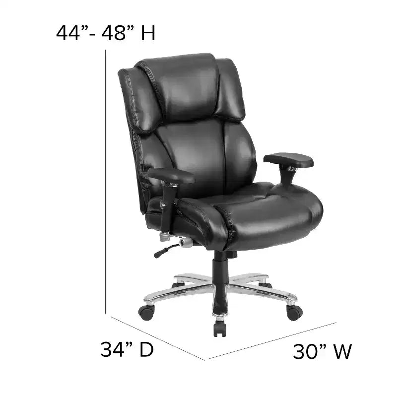 Flash Furniture Série HERCULES Chaise de bureau ergonomique pivotante exécutive grand et fort, utilisation intensive 24h/24 et 7j/7, capacité de 181 kg, avec bouton lombaire et appui-tête et dossier capitonnés