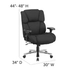 Flash Furniture Série HERCULES Chaise de bureau ergonomique pivotante exécutive grand et fort, utilisation intensive 24h/24 et 7j/7, capacité de 181 kg, avec bouton lombaire et appui-tête et dossier capitonnés