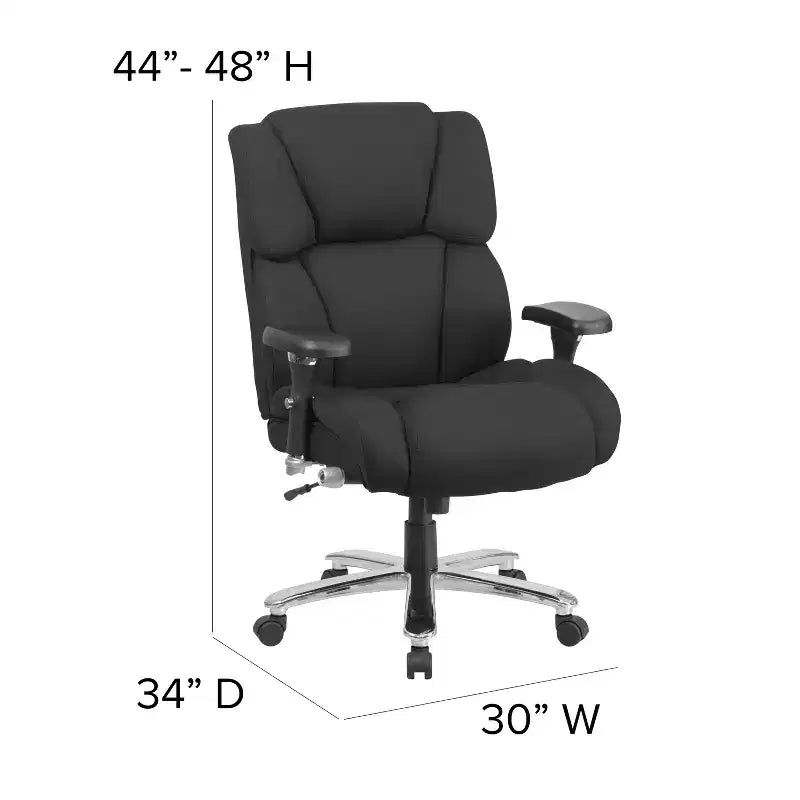 Flash Furniture Série HERCULES Chaise de bureau ergonomique pivotante exécutive grand et fort, utilisation intensive 24h/24 et 7j/7, capacité de 181 kg, avec bouton lombaire et appui-tête et dossier capitonnés