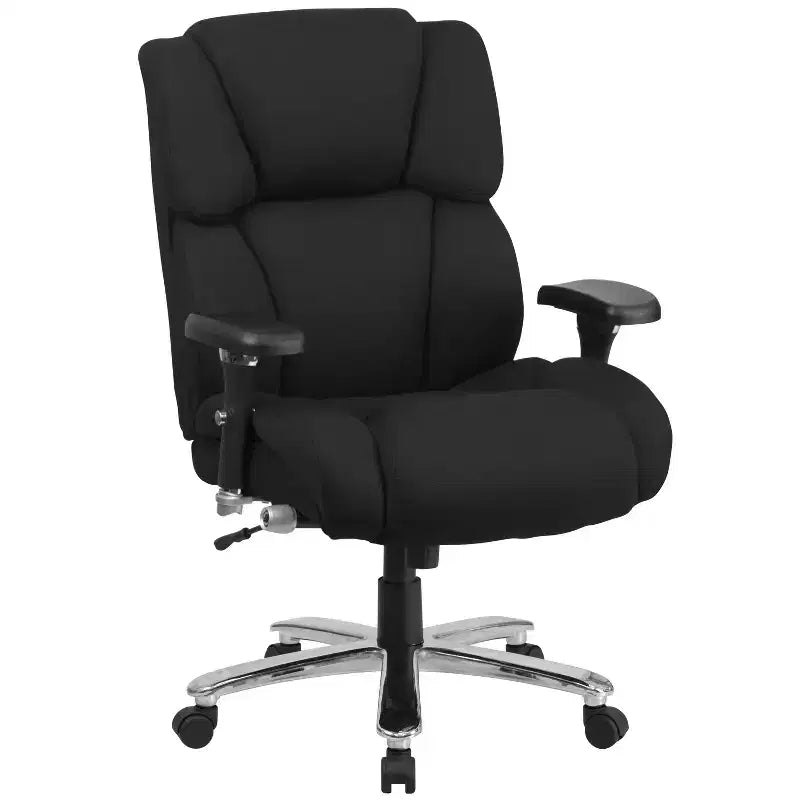 Flash Furniture Série HERCULES Chaise de bureau ergonomique pivotante exécutive grand et fort, utilisation intensive 24h/24 et 7j/7, capacité de 181 kg, avec bouton lombaire et appui-tête et dossier capitonnés