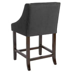 Tabouret de comptoir en bois de 24 po de hauteur de la série Carmel de Flash Furniture avec garniture cloutée décorative