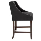 Tabouret de comptoir en bois de 24 po de hauteur de la série Carmel de Flash Furniture avec garniture cloutée décorative
