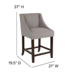 Tabouret de comptoir en bois de 24 po de hauteur de la série Carmel de Flash Furniture avec garniture cloutée décorative